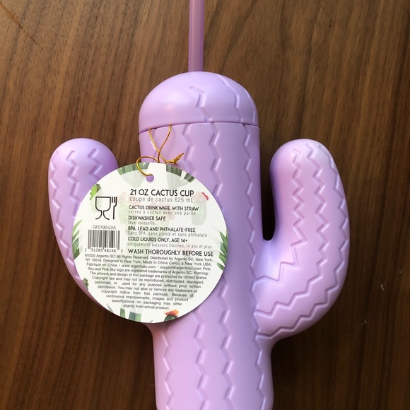 NWT Purple cactus drinking cup with straw - Picture 5 of 5